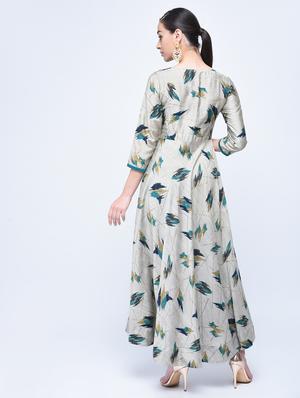 silk a-line Printed Kurta - 15501424 - Standard Image - 3