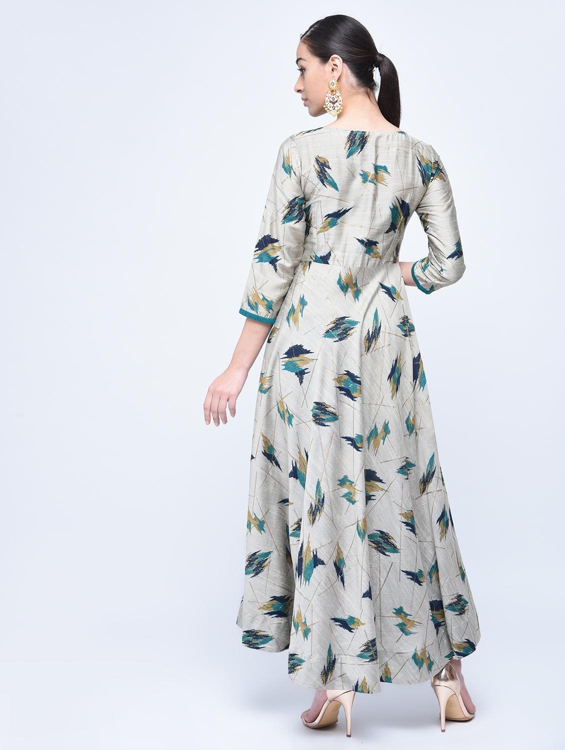 silk a-line Printed Kurta - 15501424 - Zoom Image - 3