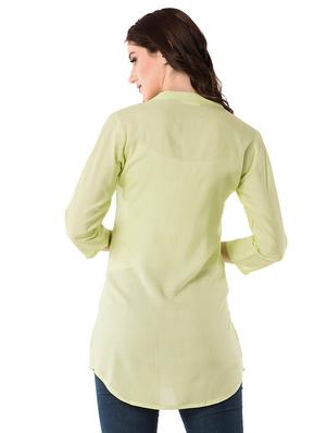 green rayon fusion kurta - 15502226 - Standard Image - 3