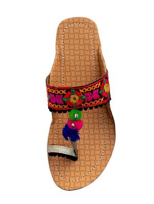 multi colored one toe kolhapuris - 15502348 - Standard Image - 3