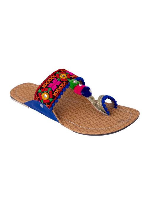 multi colored one toe kolhapuris - 15502349 - Standard Image - 1