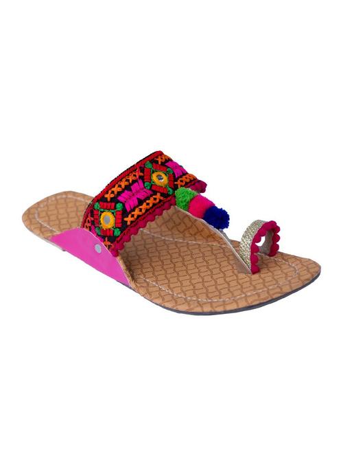 multi colored one toe kolhapuris - 15502350 - Standard Image - 1