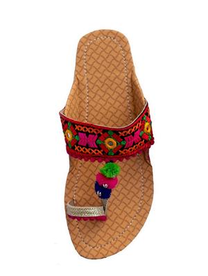 multi colored one toe kolhapuris - 15502350 - Standard Image - 3