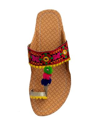 multi colored one toe kolhapuris - 15502351 - Standard Image - 3