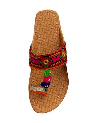 multi colored one toe kolhapuris - 15502352 - Standard Image - 3