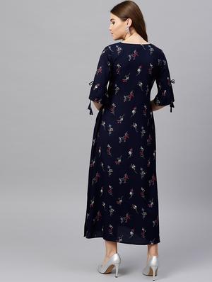 knot detail sleeved printed dress - 15502589 - Standard Image - 3