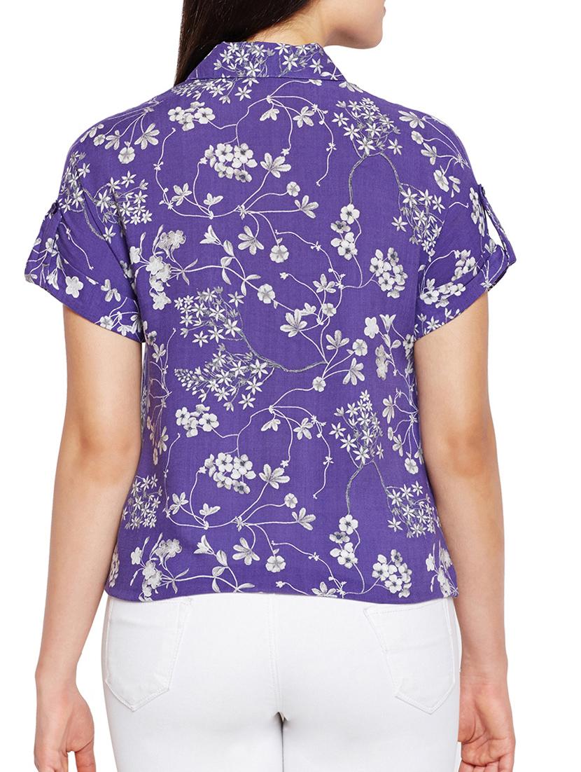 tie front hem printed shirt - 15502690 - Zoom Image - 3