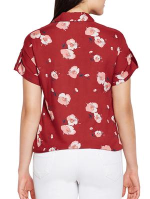 tie front hem printed shirt - 15502691 - Standard Image - 3