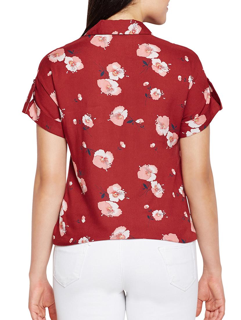 tie front hem printed shirt - 15502691 - Zoom Image - 3