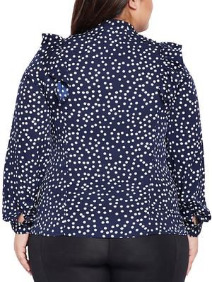 concealed placket ruffle detailed printed shirt - 15502695 - Standard Image - 3