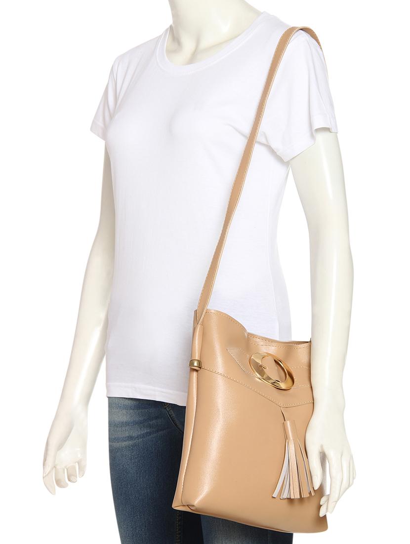 beige leatherette (pu) regular sling bag - 15503433 - Zoom Image - 6