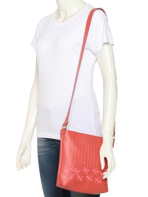 red leatherette (pu) regular sling bag - 15503440 - Standard Image - 6
