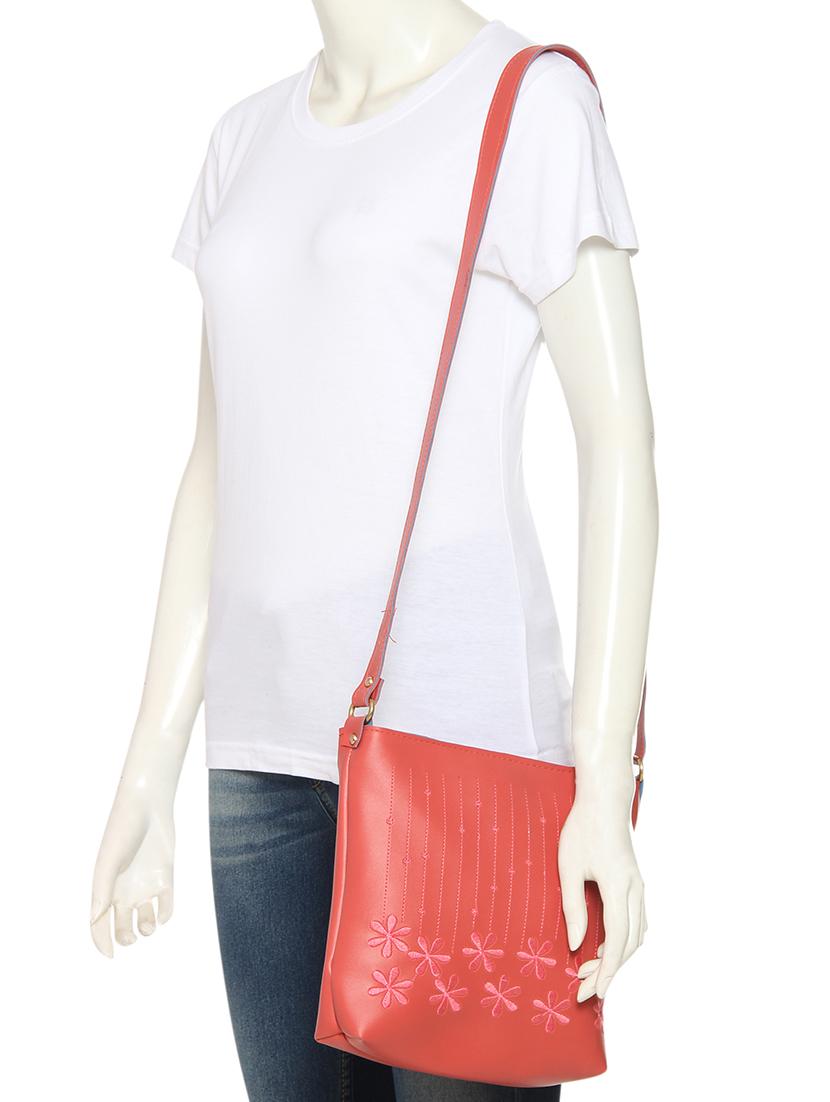 red leatherette (pu) regular sling bag - 15503440 - Zoom Image - 6