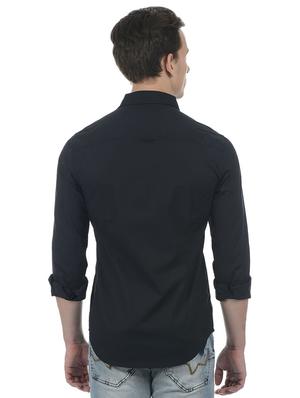 black cotton blend casual shirt - 15503912 - Standard Image - 3