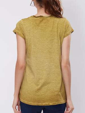 Graphic print raw neck tee - 15503966 - Standard Image - 3