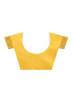 Ethnic motif foil printed saree with blouse - 15504228 - Standard Image - 3
