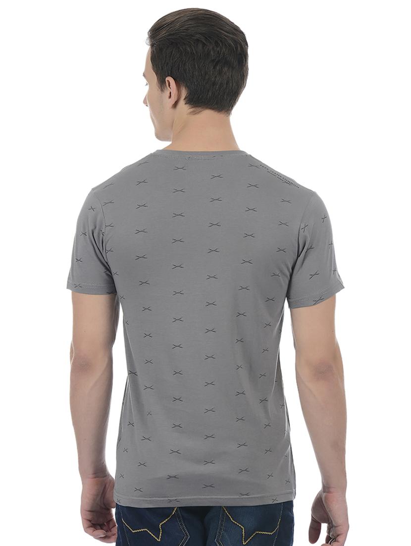 grey cotton blend all over print t-shirt - 15504461 - Zoom Image - 3