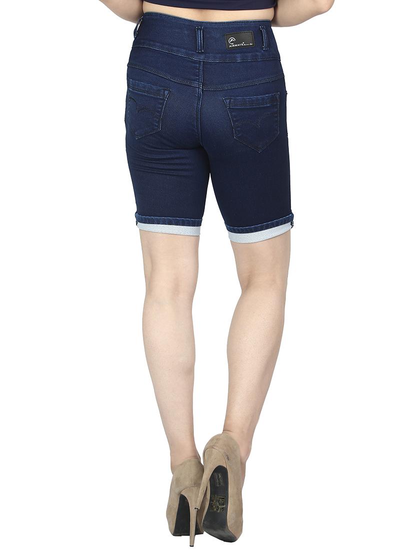 High-rise denim shorts - 15504688 - Zoom Image - 3