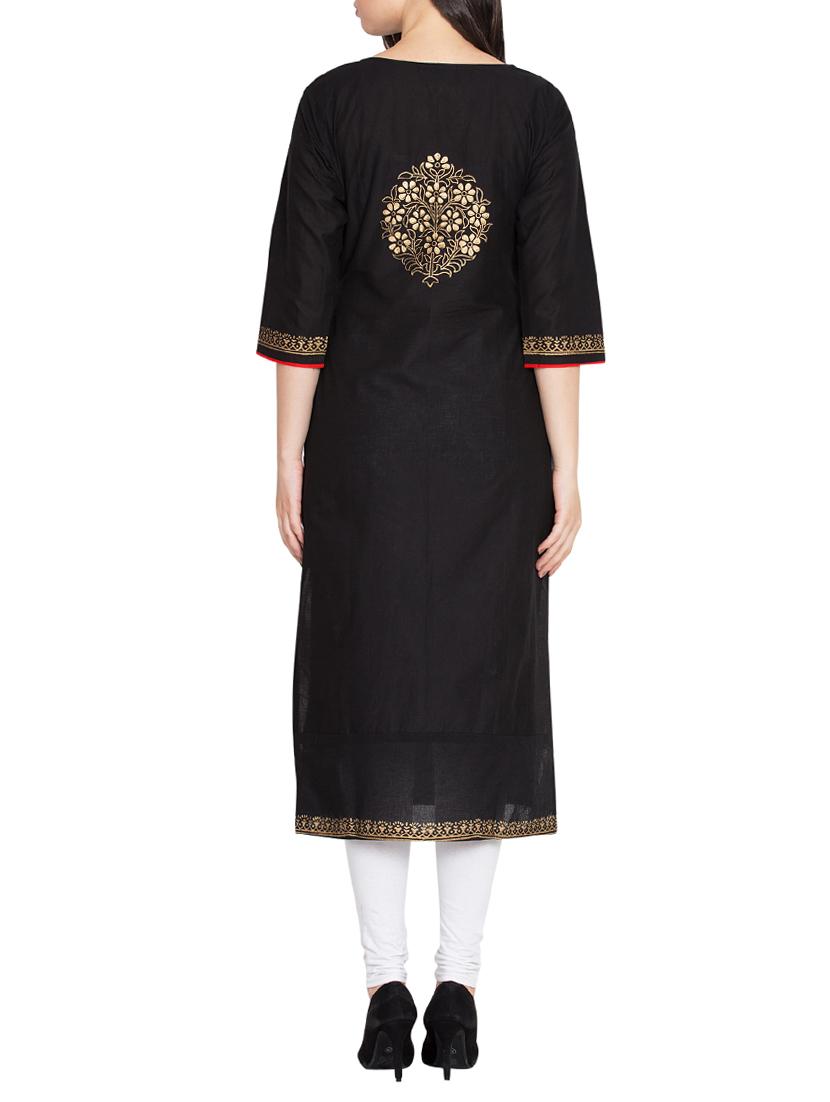 block print straight kurta - 15505235 - Zoom Image - 3