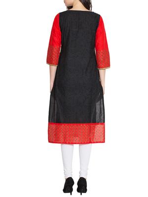 Block print Sraight kurta - 15505237 - Standard Image - 3