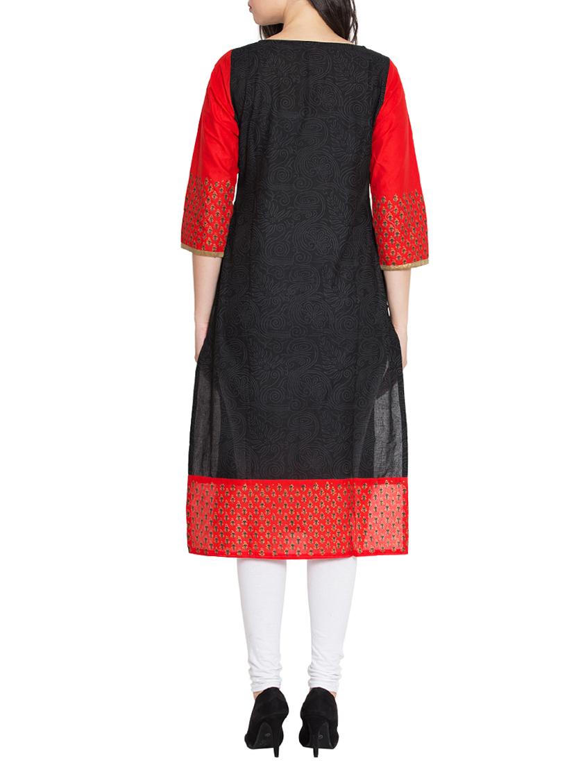 Block print Sraight kurta - 15505237 - Zoom Image - 3