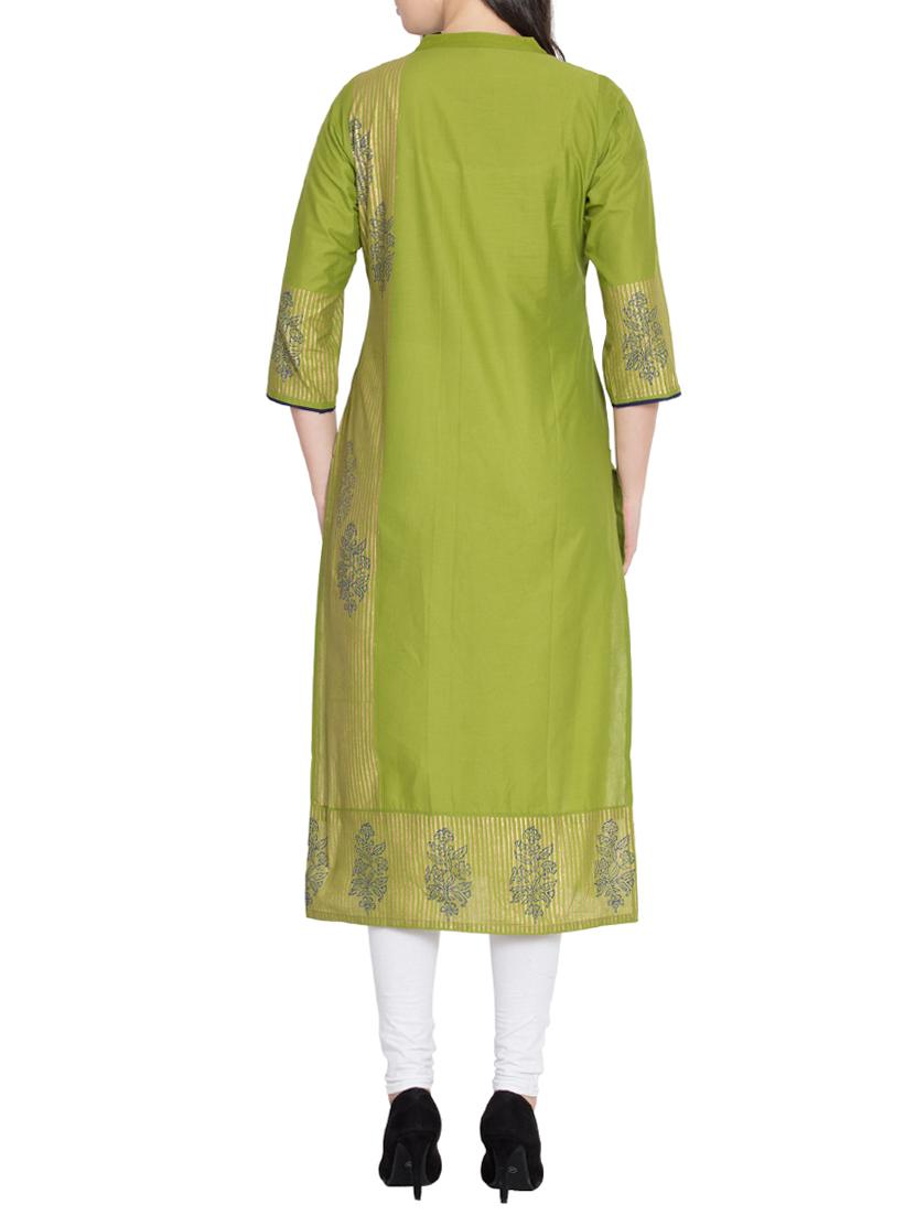 Block print straight kurta - 15505246 - Zoom Image - 3