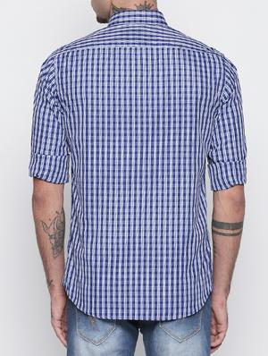 navy blue cotton blend casual shirt - 15505404 - Standard Image - 3