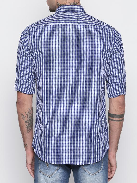 navy blue cotton blend casual shirt - 15505404 - Zoom Image - 3