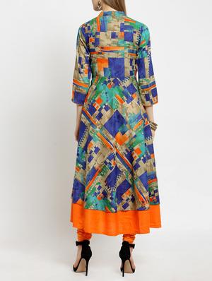 Flared Abstract kurta - 15505417 - Standard Image - 3