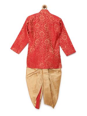 red cotton blend kurta set - 15505458 - Standard Image - 3