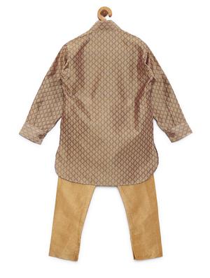 beige cotton blend kurta set - 15505463 - Standard Image - 3