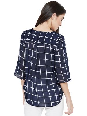 tie-up neck checkered high low top - 15505851 - Standard Image - 3