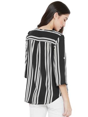 tie-up neck striped high low top - 15505854 - Standard Image - 3