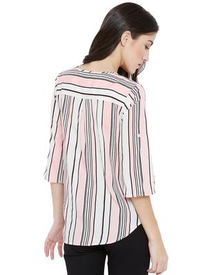tie-up neck striped high low top - 15505855 - Standard Image - 3