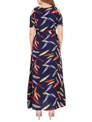 Cold shoulder self tie belted dress - 15505903 - Standard Image - 3