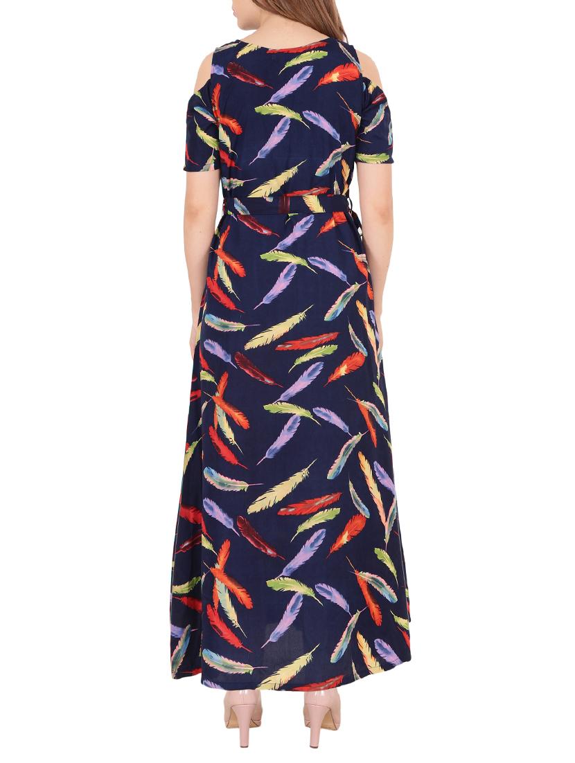 Cold shoulder self tie belted dress - 15505903 - Zoom Image - 3