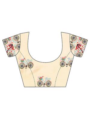 conversational bordered saree with blouse - 15506726 - Standard Image - 3