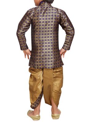 blue silk blend kurta set - 15506778 - Standard Image - 3