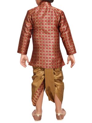 red silk blend kurta setet - 15506780 - Standard Image - 3