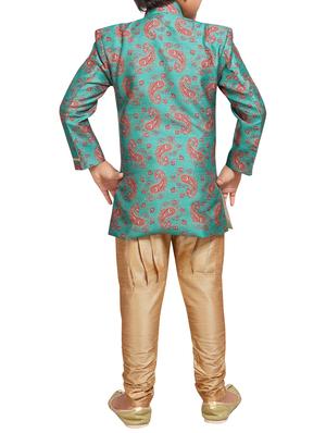 green silk blend kurta set - 15506782 - Standard Image - 3