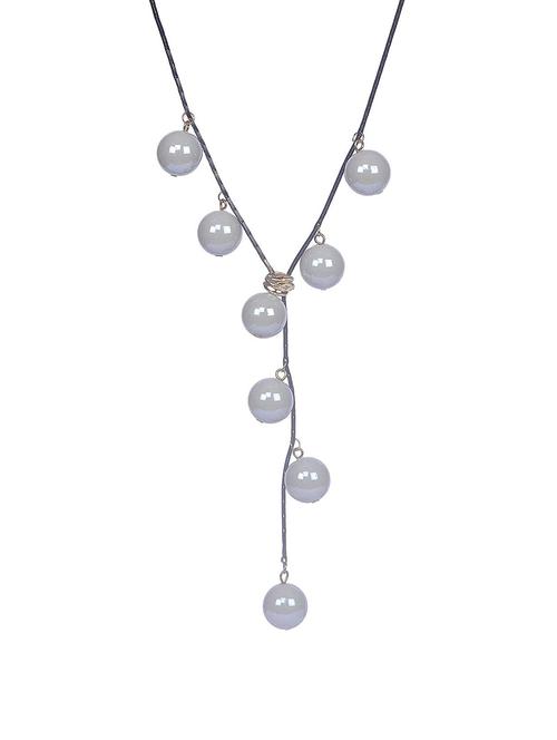 white metal long necklace - 15507778 - Standard Image - 1