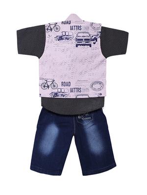 pink cotton shorts set with waistcoat - 15512054 - Standard Image - 3