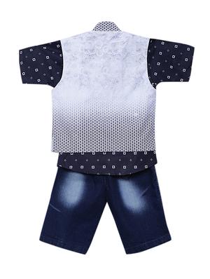 blue cotton shorts set with waistcoat - 15512055 - Standard Image - 3