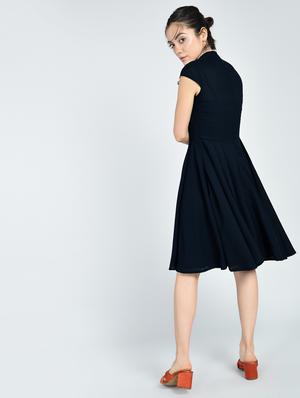 Contrast piping tie bow neck dress - 15512101 - Standard Image - 3