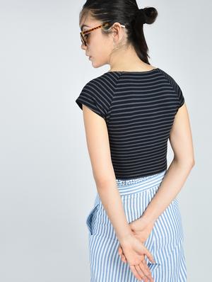 ruched detail striped crop top - 15513453 - Standard Image - 3