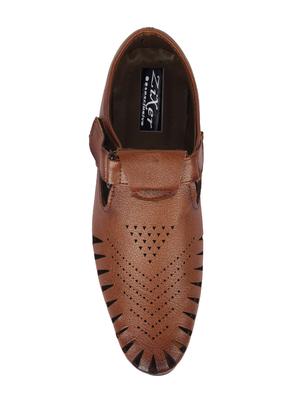 tan leatherette slip on sandals - 15513825 - Standard Image - 3