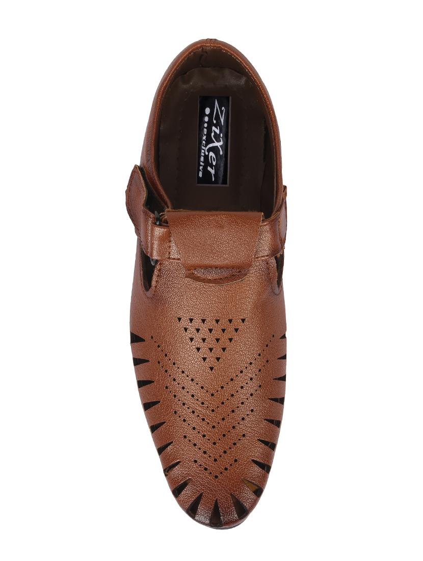 tan leatherette slip on sandals - 15513825 - Zoom Image - 3