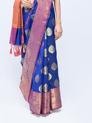 Zari motifs banarasi saree with blouse - 15513937 - Standard Image - 3