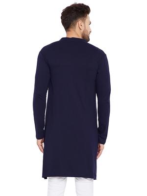 blue cotton asymmetric kurta - 15515677 - Standard Image - 3