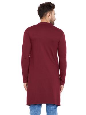 maroon solid asymmetric kurta - 15515682 - Standard Image - 3